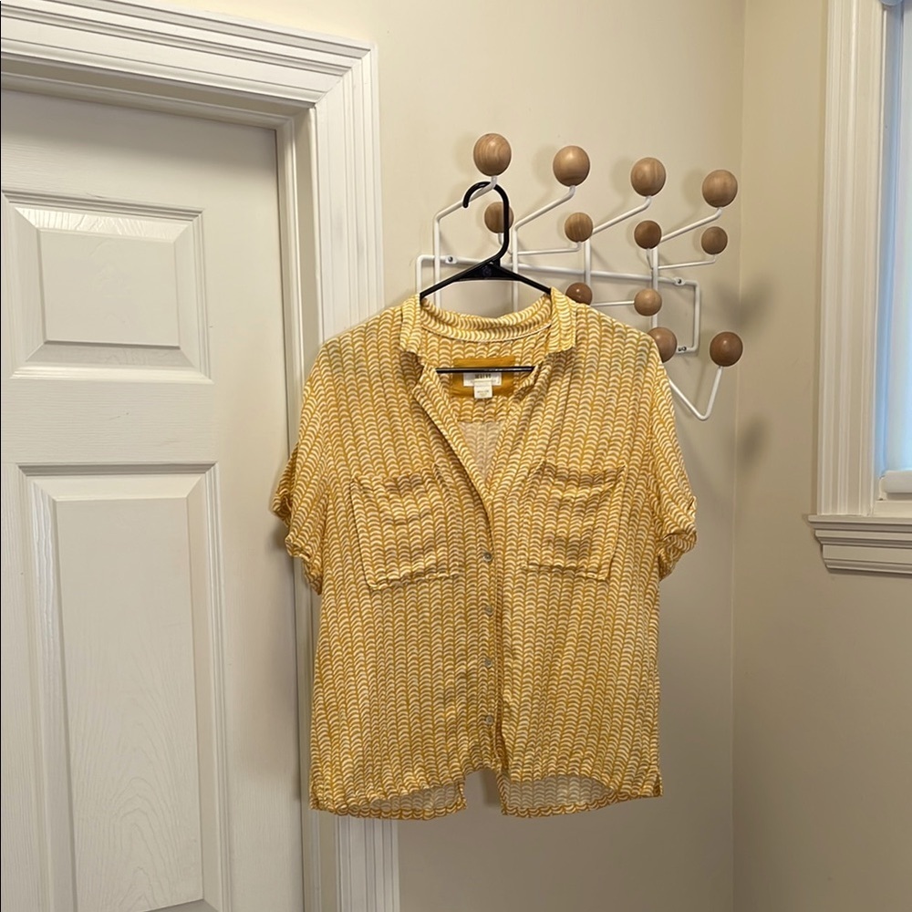 Anthropologie Maeve Short Sleeve Button Down - Yellow - M